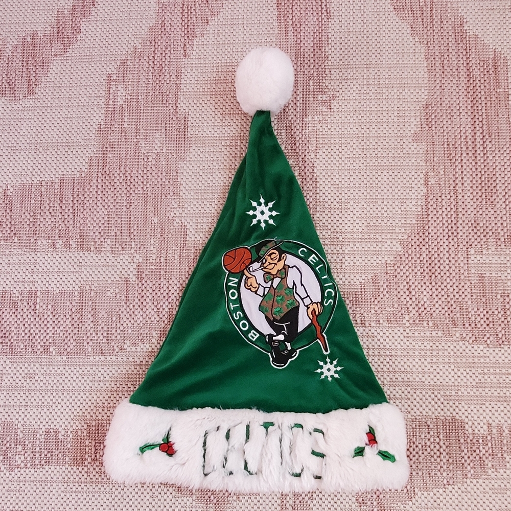 Boston Celtics Holiday Logo Adult Santa Hat
